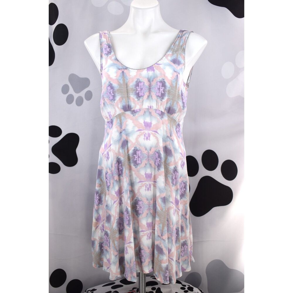 Free People Daydream Sleeveless Abstract Pastel Mini Dress Lilac size 12
